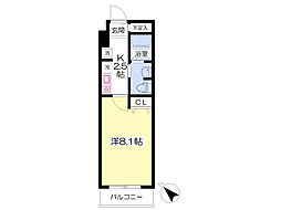 ロイヤルパレス琥珀 1Kの間取図画像