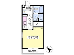 アベニール 1Kの間取図画像