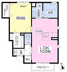 プラージュコート 1LDKの間取図画像