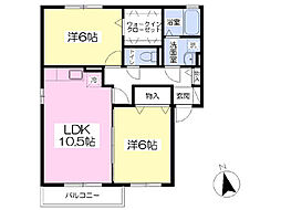 サンセール3 2LDKの間取図画像