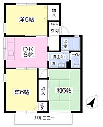 パティオ 3DKの間取図画像