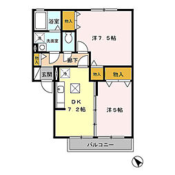ハピネス西山 2DKの間取図画像