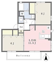 サウスヒルズ 2LDKの間取図画像