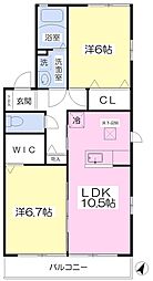 ルミエールA 2LDKの間取図画像