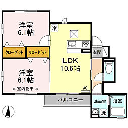 ラマージュ6 2LDKの間取図画像