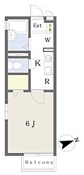ハイツサンフラワーC棟 1Kの間取図画像