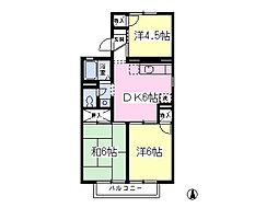 ハイツワコウA 3DKの間取図画像