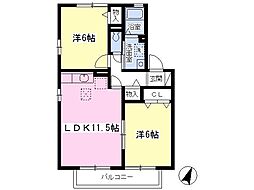 ディヴェルティーレ伍番館 2LDKの間取図画像