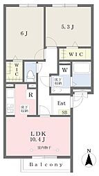 プルミエダブルアール 2LDKの間取図画像