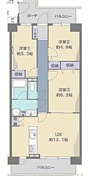 南林間ハイライズ 3LDKの間取図画像