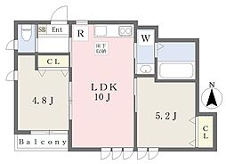 レジデンツァビアンカ 2LDKの間取図画像