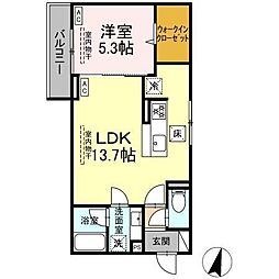 ドムスクレスト湘南台 1LDKの間取図画像