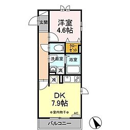 メゾン・ド・ゆめが丘 1DKの間取図画像