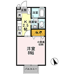 エクレール鎌倉 1Kの間取図画像