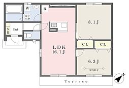 レーヴ湘南 2LDKの間取図画像