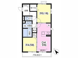 シエルアーク 2DKの間取図画像