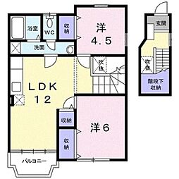 ヴィレッジハウス1 2LDKの間取図画像