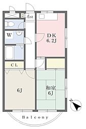 サンヒルズ湘南 2DKの間取図画像
