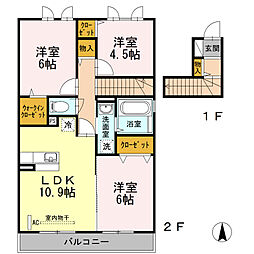 エクセルパーク2 2LDKの間取図画像