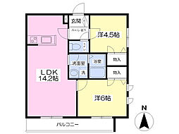 オレンジ湘南 2LDKの間取図画像