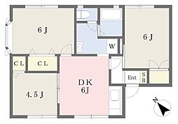 メイプルアレイB 3DKの間取図画像