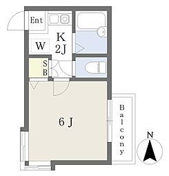 コスモコミュニティ 1Kの間取図画像