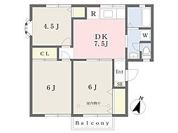 エクレールB 3DKの間取図画像