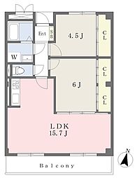 メゾン湘南台 2LDKの間取図画像