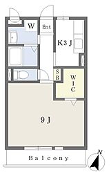 ジェネス伍番館 1Kの間取図画像