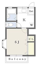 プレジデント湘南 1Kの間取図画像