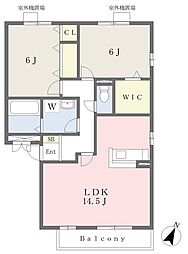 メルヴェイユ壱番館 2LDKの間取図画像
