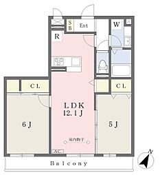 ルーナ 2LDKの間取図画像