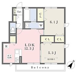 サフィール湘南A 2LDKの間取図画像
