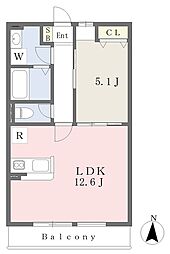 モンシャトーE.II 1LDKの間取図画像