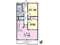 マンション幸栄 2LDKの間取図画像