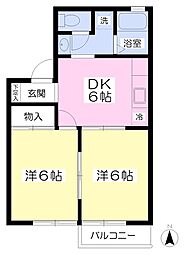 レジデンス月之浦B 2DKの間取図画像