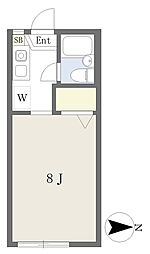 ポワール ワンルームの間取図画像