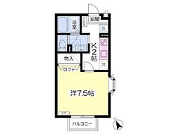 グランシャリオD 1Kの間取図画像