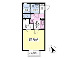 プランドール 1Kの間取図画像