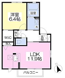 ドルフしろがね 1LDKの間取図画像