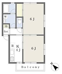 鈴野アパート 2Kの間取図画像