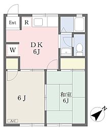 コーポカタクラ 2DKの間取図画像