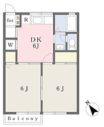 リブレットハウス2 2DKの間取図画像