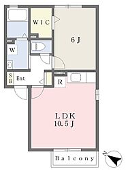 インペリアル井上C 1LDKの間取図画像