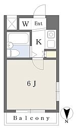 プラーズ新丸子 1Kの間取図画像