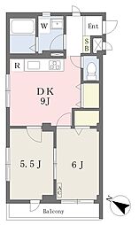綱島エレガンス 2DKの間取図画像