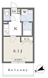 ロシェリジエ武蔵小杉 1Kの間取図画像