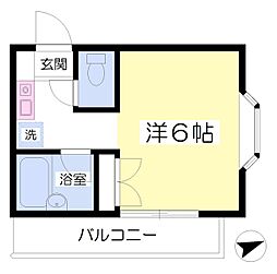 勧学舎一号館 ワンルームの間取図画像
