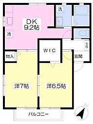 サニードウェル大島5 2DKの間取図画像
