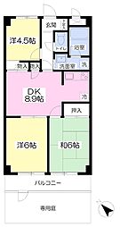 メルベーユ相模原 3DKの間取図画像